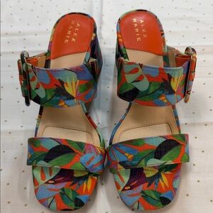 Alex Marie Colorful Leaf Print Sandals